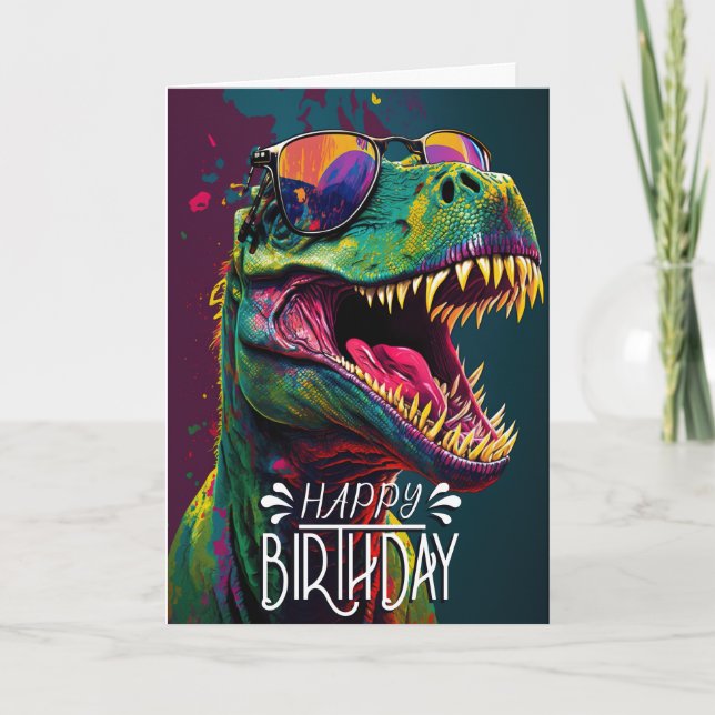 Happy Birthday Dinosaur Cool Jurassic  Card (Front)