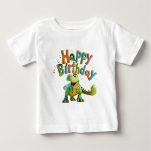 Happy Birthday Dinosaur Greeting – Cute Dino Party Baby T-Shirt