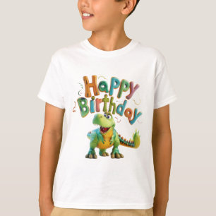 Happy Birthday Dinosaur Greeting – Cute Dino Party T-Shirt