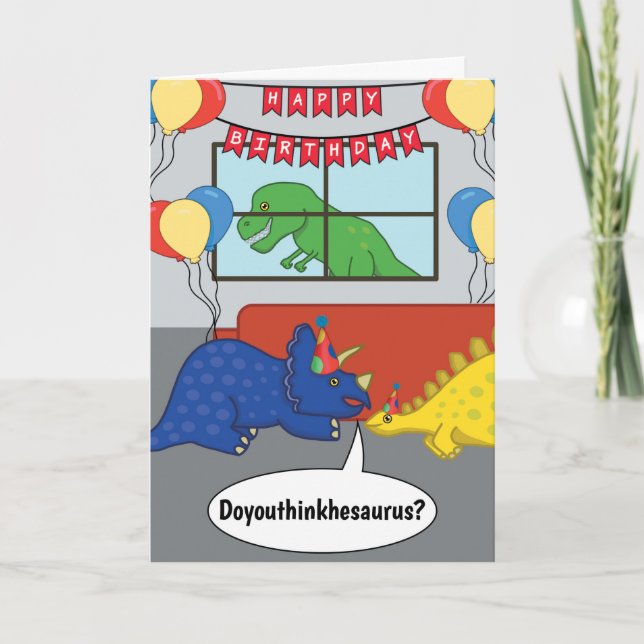 Happy Birthday Dinosaur Joke Meme Card (Front)