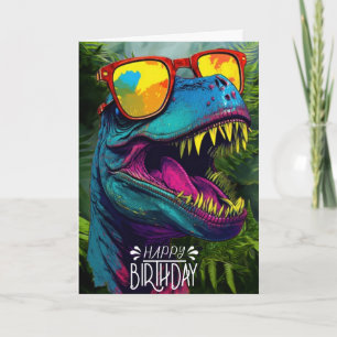 Happy Birthday Dinosaur Jungle Cute Card