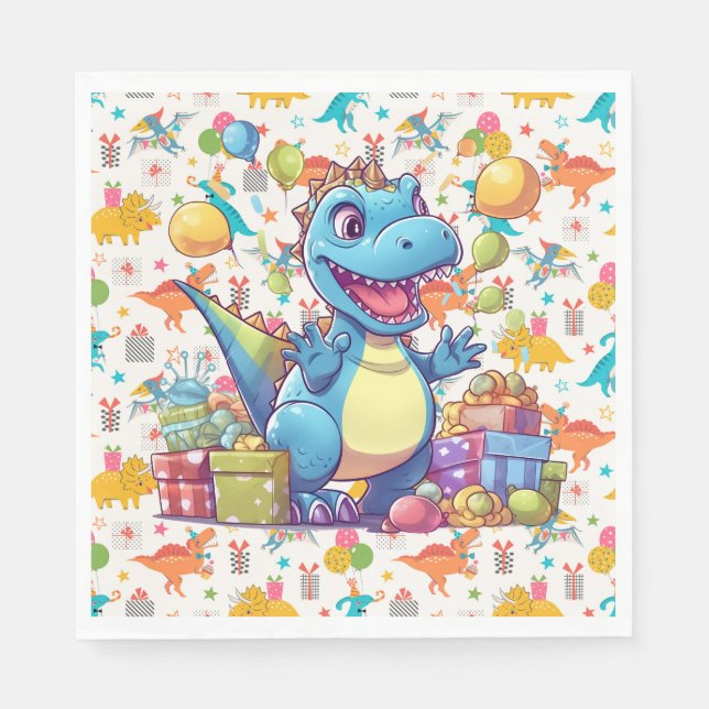 Happy Birthday Dinosaur  Napkin (Front)