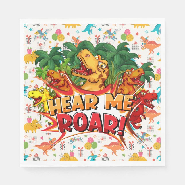 Happy Birthday Dinosaur  Napkin (Front)