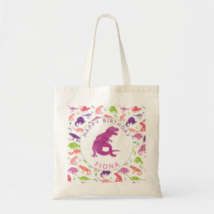Happy Birthday Dinosaur Personalised Girls T-Rex Tote Bag