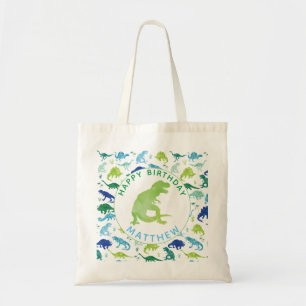 Happy Birthday Dinosaur Personalised Kids T-Rex Tote Bag