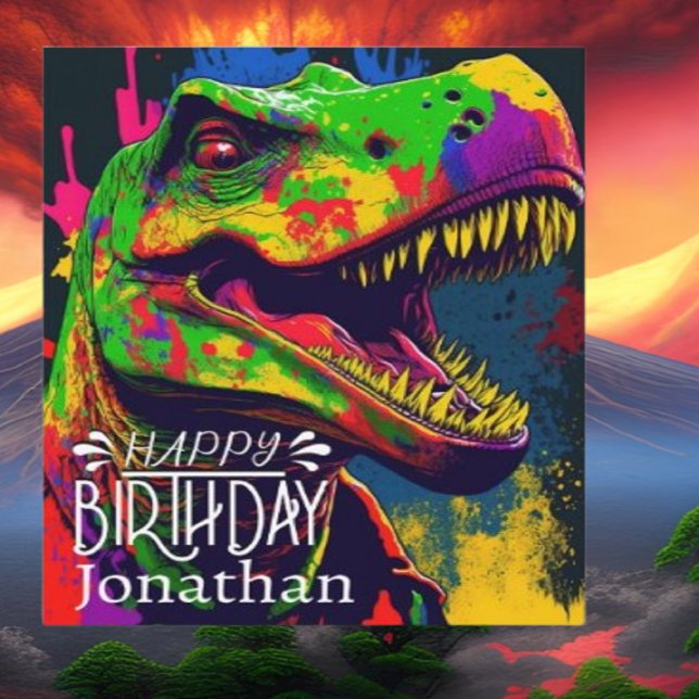 Happy Birthday Dinosaur Roar  Card (dinosaur,pillow,prehistoric,t rex,modern,children kids child,birthday,party,boy)
