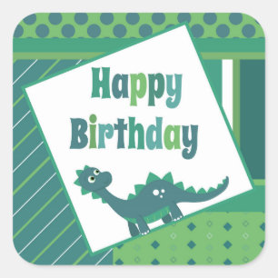 Happy birthday dinosaur stickers