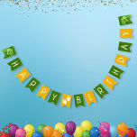 Happy Birthday Dinosaur T-Rex Green Yellow Party Bunting<br><div class="desc">Does your little boy or girl love dinosaurs? This custom birthday party bunting flag is perfect! There's a big T-Rex, dinosaur footprints, the text Happy Birthday, and a green and yellow background. The bunting flags make a great personalised addition to your birthday celebration for a young fan of prehistoric dinos!...</div>