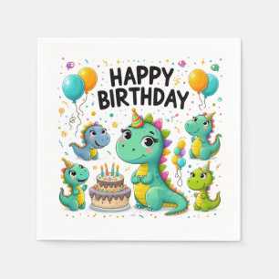 Happy Birthday Dinosaurs Napkin
