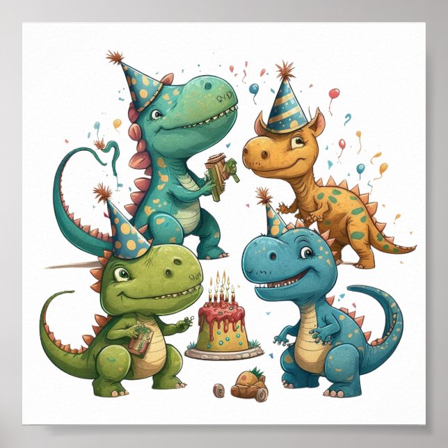 Happy Birthday Dinosaurs Poster (Front)