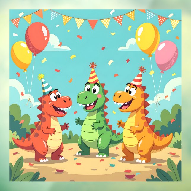 Happy birthday dinosaurs theme window cling (Sheet 3)