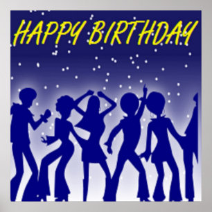 "HAPPY BIRTHDAY" DISCO DANCERS POSTER