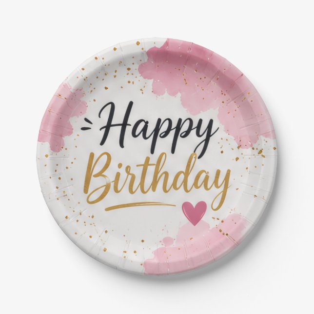 Happy Birthday Disposable Paper Plates (Front)