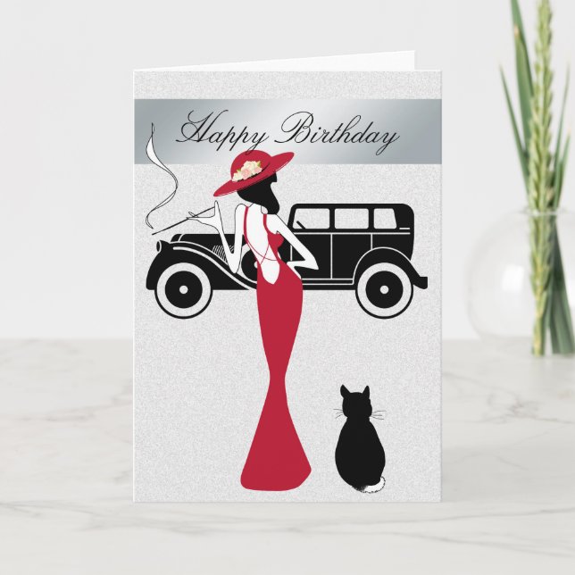 Happy Birthday Diva Card Elegant Woman (Front)