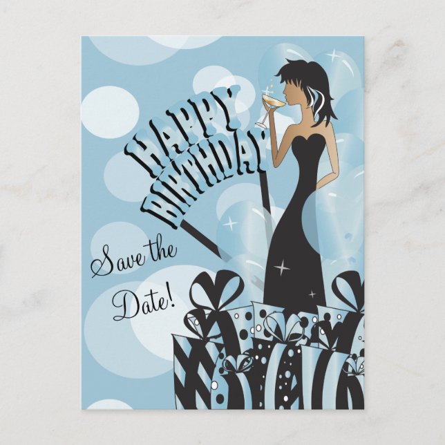 Happy Birthday Diva Girl | DIY Name | Aqua Announcement Postcard (Front)
