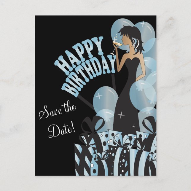 Happy Birthday Diva Girl | DIY Name | Aqua Announcement Postcard (Front)