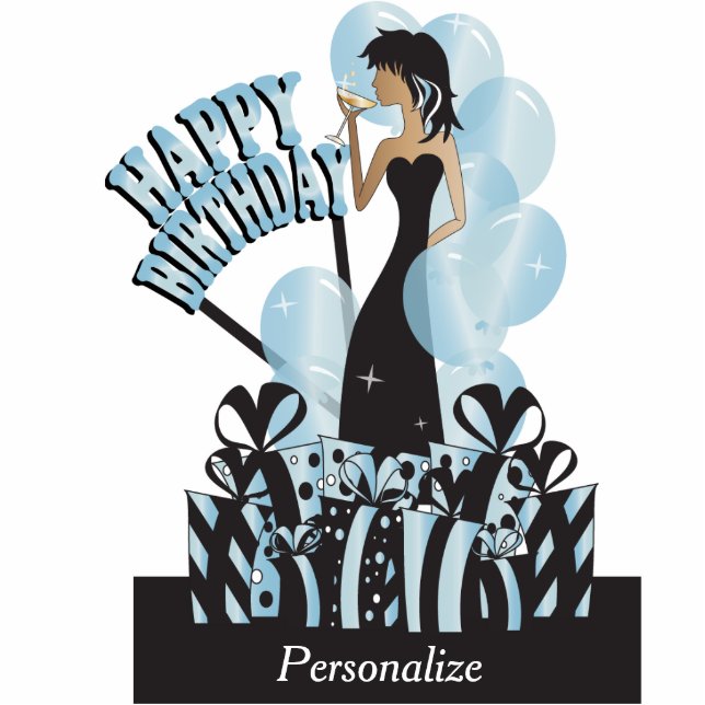 Happy Birthday Diva Girl | DIY Name | Aqua Standing Photo Sculpture (Front)