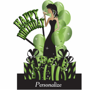 Happy Birthday Diva Girl DIY Name Bright Green Standing Photo Sculpture