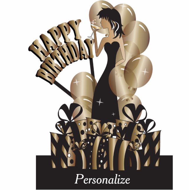 Happy Birthday Diva Girl | DIY Name | Bronze Standing Photo Sculpture (Front)