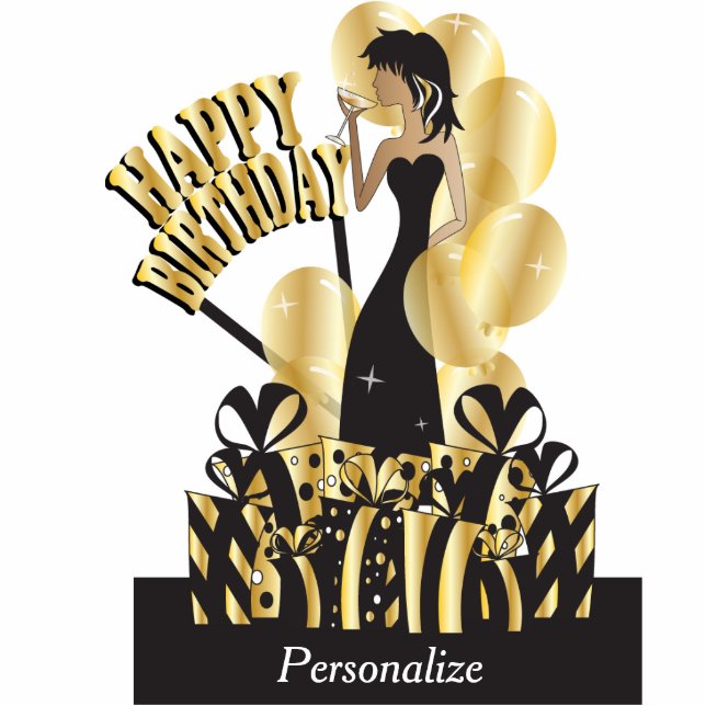 Happy Birthday Diva Girl | DIY Name | Gold Standing Photo Sculpture (Front)