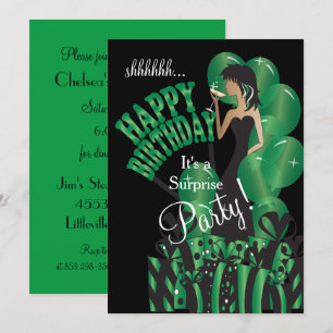 Happy Birthday Diva Girl   DIY Name   Green Invitation