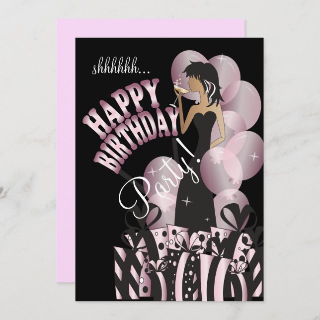 Happy Birthday Diva Girl | DIY Name | Pink Invitation (Front/Back)