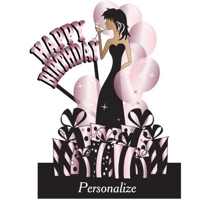 Happy Birthday Diva Girl | DIY Name | Pink Standing Photo Sculpture (Front)