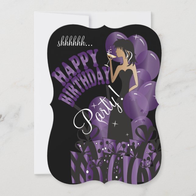 Happy Birthday Diva Girl | DIY Name | Purple Invitation (Front)