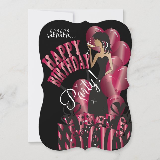Happy Birthday Diva Girl | DIY Name | Ruby Red Invitation (Front)