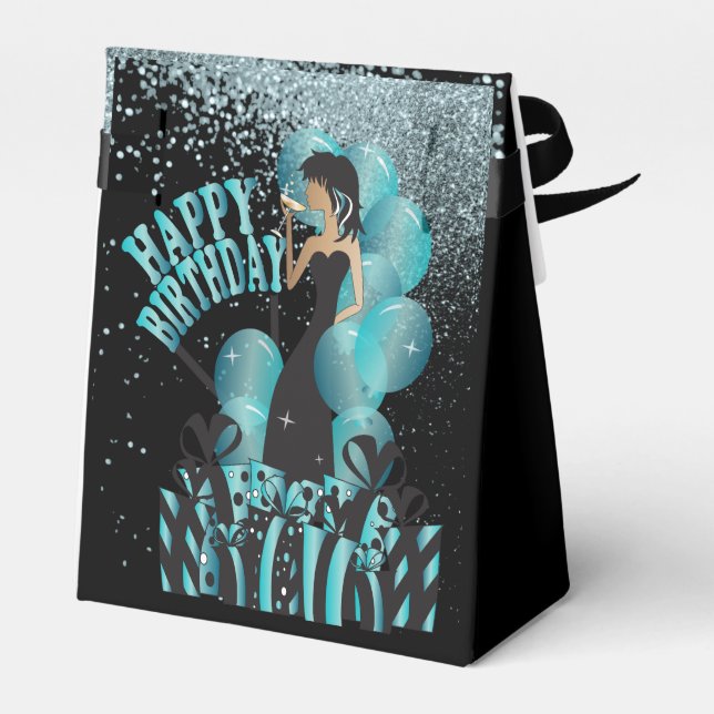 Happy Birthday Diva Girl | DIY Name | Turquoise Favour Box (Back Side)
