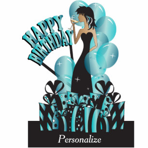 Happy Birthday Diva Girl DIY Name Turquoise Standing Photo Sculpture