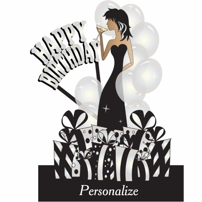 Happy Birthday Diva Girl | DIY Name | White Pearl Standing Photo Sculpture (Front)