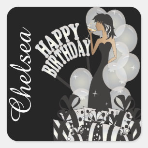 Happy Birthday Diva Girl   DIY Name   White Square Sticker