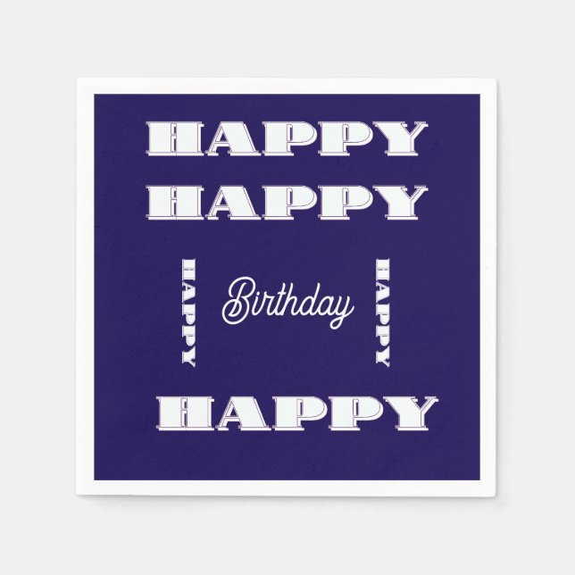 HAPPY Birthday Dk Blue  Napkin (Front)