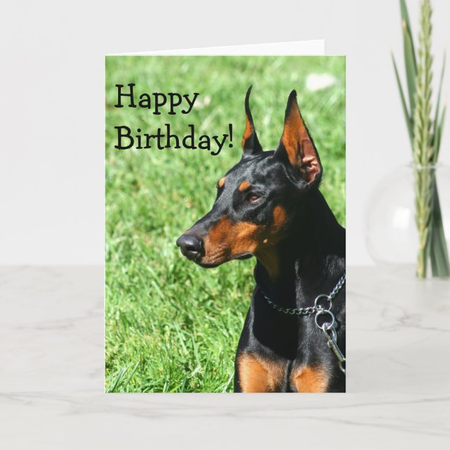 Happy Birthday Doberman Pinscher greeting card (Front)