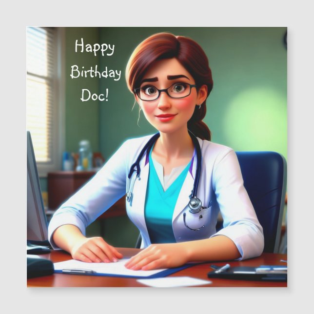 Happy Birthday Doctor Magnetic Card (Front)