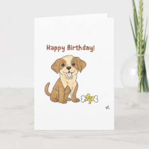 Happy Birthday Dog and Bone Card