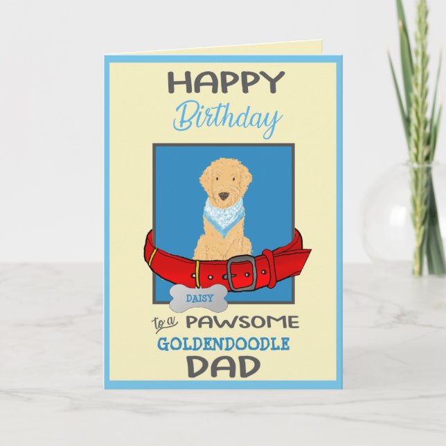 Happy Birthday Dog Daddy from Goldendoodle Dog Card (Front)