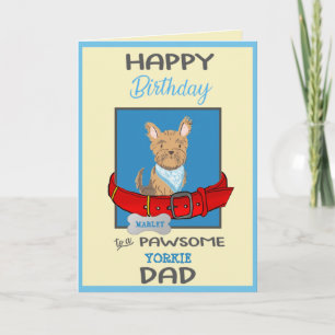 Happy Birthday Dog Daddy Personalised Cute Yorkie Card