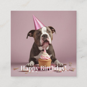 Happy Birthday! Dog eating cake  Enclosure Card
