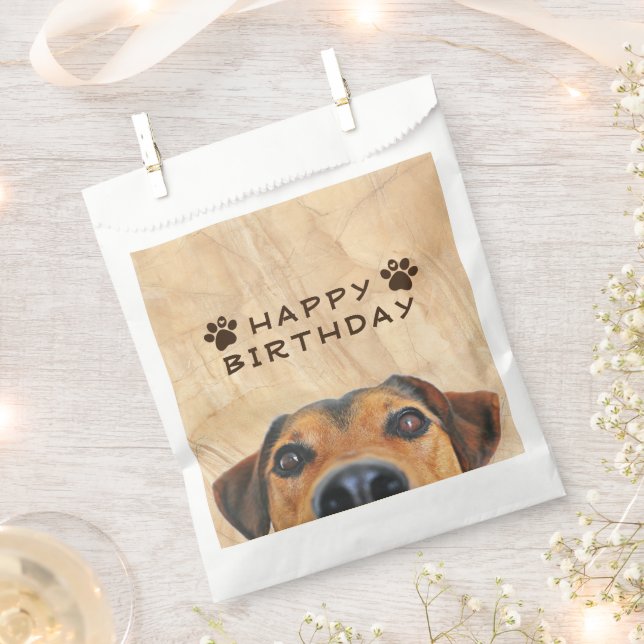 Happy Birthday Dog Face  Favour Bags (Clipped)