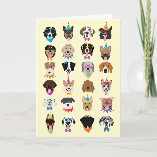 Happy Birthday Dog Faces Pawty Animals Card (Front)