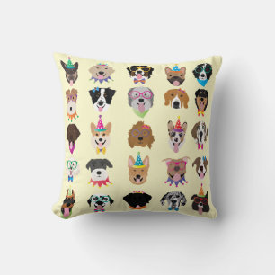 Happy Birthday Dog Faces Pawty Animals Cushion