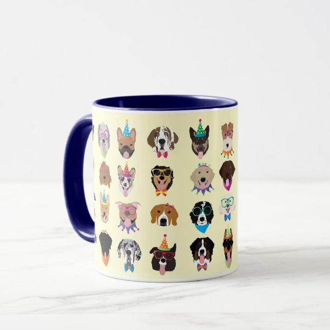 Happy Birthday Dog Faces Pawty Animals Mug (Front Left)