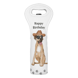 Happy Birthday Dog Illustration Wine Bag