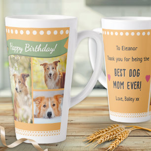 Happy Birthday Dog Mom Pet Photos Personalized Latte Mug