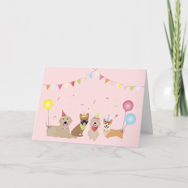 Happy Birthday Dog Party Card (Front)