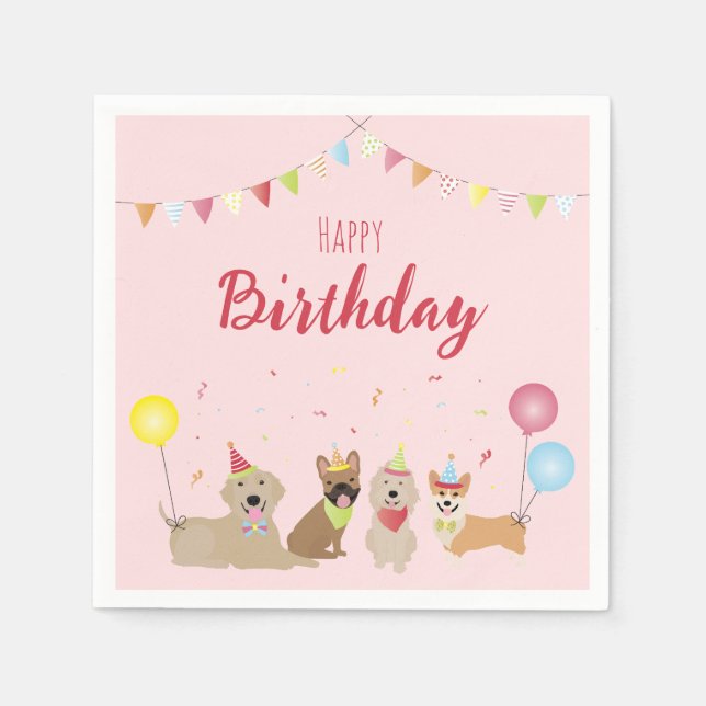 Happy Birthday Dog Party Napkin (Front)