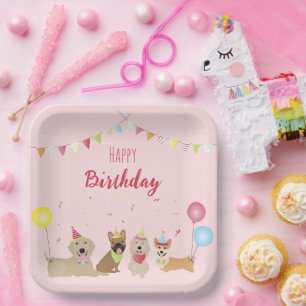 Happy Birthday Dog Party Paper Plate