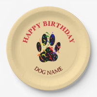 Happy Birthday Dog Paw Confetti Editable